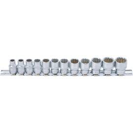 Jeu de Douilles 12 pcs 8-19 mm - Douze Pans, 10 mm (3/8) - Polyvalent et Pratique pour Mécanique - D-Work