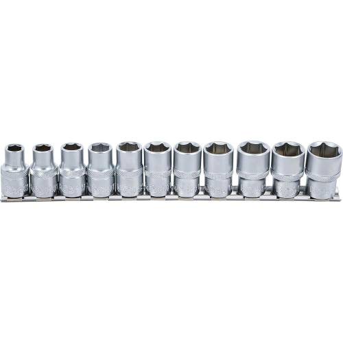 Jeu de Douilles Six Pans 1/2 10-21 mm - 11 Pièces - Acier Résistant et Précis - - BGS