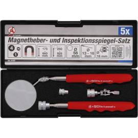 Jeu d Aimants de Levage et Miroir d Inspection - 4 Pièces - Pratique et Polyvalent - - BGS