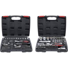 Coffret de Douilles 174 pcs - 6,3 mm (1/4) et 12,5 mm (1/2) - Acier Résistant - Ensemble Complet pour Bricolage et Mé - D-Work