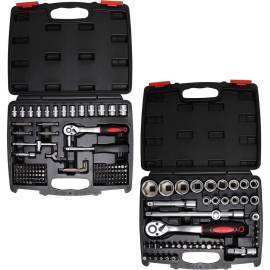Coffret de Douilles 174 Pièces - 6,3 mm (1/4 ) et 12,5 mm (1/2 ) - Acier Résistant - Polyvalence et Durabilité - BGS