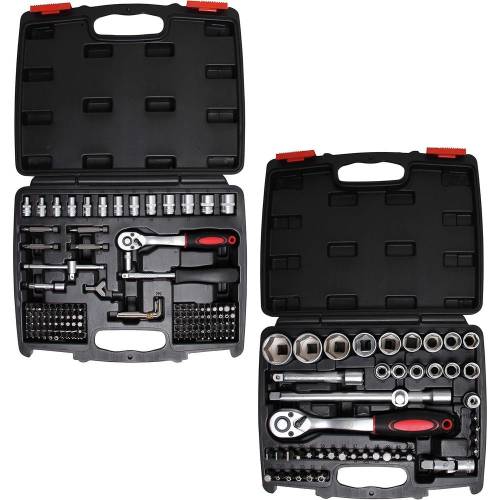 Coffret de Douilles 174 Pièces - 6,3 mm (1/4 ) et 12,5 mm (1/2 ) - Acier Résistant - Polyvalence et Durabilité - BGS