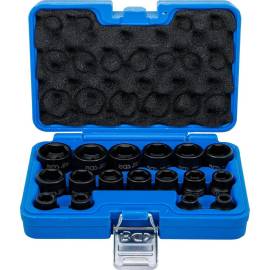 Jeu de Douilles à Choc Six Pans Extra Plates 17 Pièces 8-24 mm - 12,5 mm (1/2 ) - Acier Résistant - Performance et Précisi - BGS