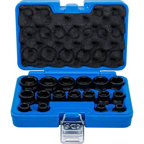 Jeu de Douilles à Choc Six Pans Extra Plates 17 Pièces 8-24 mm - 12,5 mm (1/2 ) - Acier Résistant - Performance et Précisi - BGS