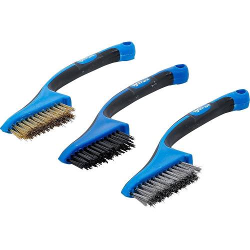 Assortiment de Brosses Nylon, Laiton, Acier Inoxydable 165 mm - 3 Pièces - Polyvalence et Durabilité - BGS