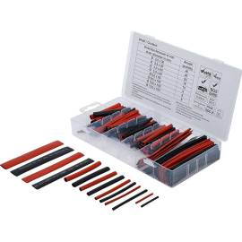 Assortiment de Gaines Rétractables 150 pièces - Rouges et Noires - Isolation et Protection Électrique - BGS