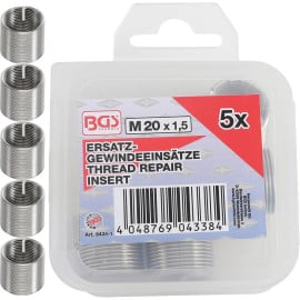Inserts Taraudés M20 x 1,5 mm - Lot de 5 pcs - Acier Résistant - Fixation Fiable et Durable - D-Work