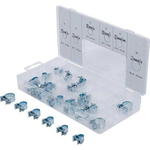 Assortiment de Colliers de Tuyau Ø 6-16 mm - 30 Pièces - Polyvalents et Résistants - - BGS