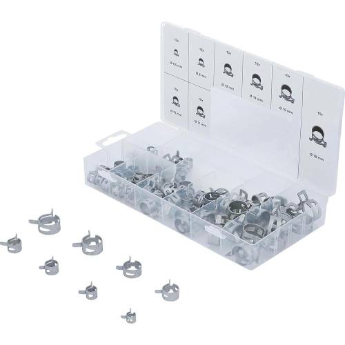 Assortiment de 80 Colliers de Serrage Acier à Ressorts - Dimensions 11x3.3x22.6 cm - Résistants et Flexibles pour Fixation - BGS