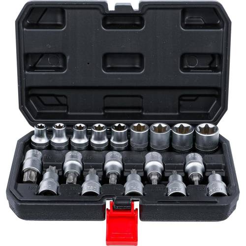 Jeu d’Embouts et Douilles 12,5 mm (1/2 ) - Profil Torx / Profil E, 19 Pièces - Polyvalent et Pratique pour Bricolage - BGS