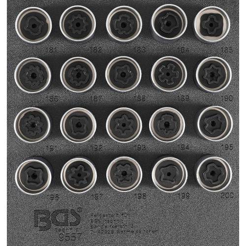Insert de Servante d Atelier 1/6 - Jeu 20 Outils Écrous Antivol Opel Type B - Acier - Sécurité et Praticité - D-Work