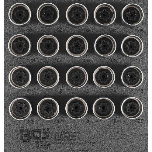 Insert de Servante d Atelier 1/6 - Jeu 20 Pièces Outils Écrous Antivol Vauxhall Type A Précision et Sécurité - BGS
