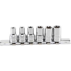 Jeu de Douilles Profil T Plus 6,3 mm (1/4) - 6 à 12EP, 6 pcs - Précision et Robustesse, Acier - D-Work