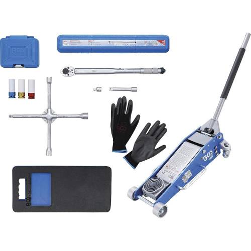 Kit Pneus pour Changement de Roues avec Cric Rouleur 2,5 t - 10 Pièces - Pratique et Robuste pour Atelier Automobile - BGS