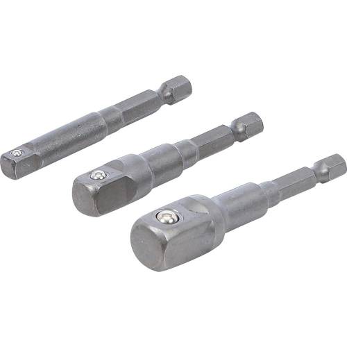 Jeu d’Adaptateurs pour Visseuses - Hexagone Mâle 6,3 mm, Femelle 6,3/10/12,5 mm - 3 Pièces - Compatibilité et Polyvalence - BGS