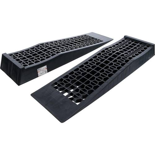 Jeu de Rampes d'Accès Plastique Extra Plat 2 pcs - 201 x 80 x 697 mm - Résistantes et Pratiques pour Chargement Facile - D-Work