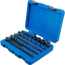 Jeu d'Embouts et Douilles 52 pcs - Profil E/T, T et TP Torx avec Perçage - Acier Résistant pour Fixations Précises - D-Work