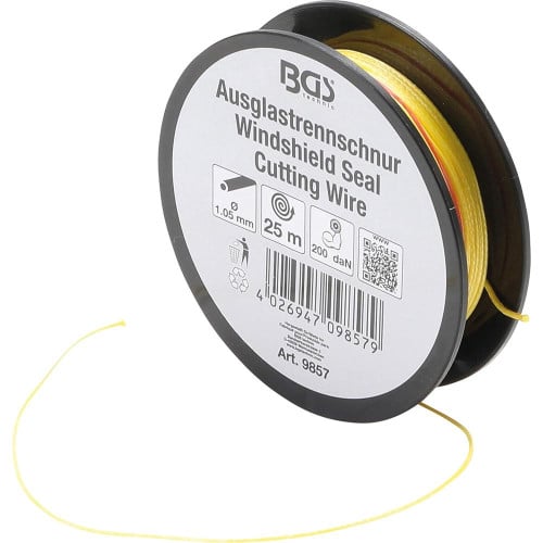 Fil de Découpe et Dépose Pare-Brise 25 m - 200 daN - Résistant et Pratique pour Démontage Facile - BGS