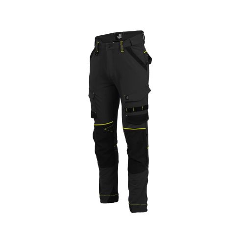 Pantalon de Travail Sacha - Taille 56 - Noir/Jaune Fluo - Résistant et Confortable - NINE WORTHS