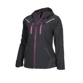 Blouson de Travail en Softshell Femme Florence - Taille L - Noir/Fuchsia - Résistant et Confortable - NINE WORTHS
