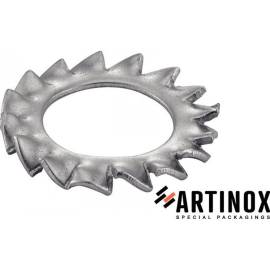 100 Rondelles Eventail à Dentures Extérieures 3 mm - DIN 6798 A - NFE27-624 - UNI 8842 - Inox A2 - D-Work