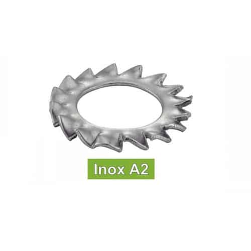 25 Rondelles éventail à dentures extérieures 24 mm - Inox A2, norme DIN 6798 A - ACTON 