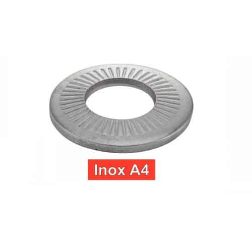100 Rondelles coniques striées 10 mm - Inox A4, norme NFE 25511 - Résistantes et durables - ACTON 