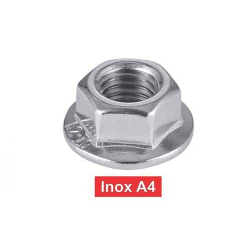 100 Ecrous à Embase Crantée M10 mm - DIN 6923 - ISO 4161 - NFE25-406 - Inox A4 - D-Work