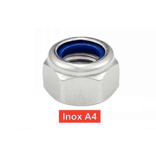 50 Ecrous Hauts Hexagonaux Indéssérables avec Bague Nylon 2 - 0 mm - DIN 982 - ISO 7040 - Inox A4 - D-Work