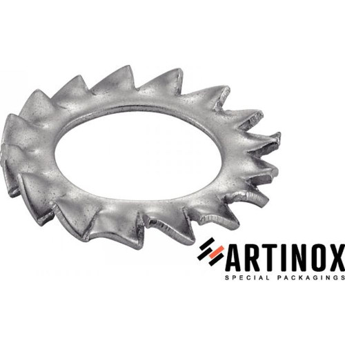 10 Rondelles Eventail à Dentures Extérieures 16 mm - DIN 6798 A - NFE27-624 - UNI 8842 - Inox A2 - D-Work