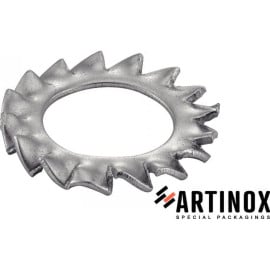 10 Rondelles Eventail à Dentures Extérieures 20 mm - DIN 6798 A - NFE27-624 - UNI 8842 - Inox A2 - D-Work