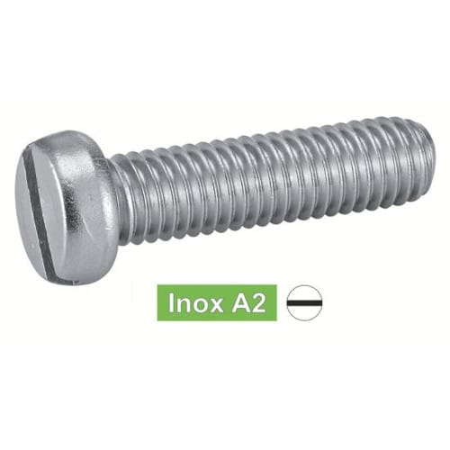 500 Vis à Métaux Tête Cylindrique Fendue 2.5 x 12 mm - DIN 84 - ISO 1207 - NFE25-127 - UNI 6107 - Inox A2 - D-Work
