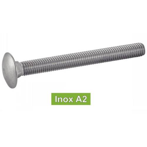 25 Vis à métaux tête ronde collet carré 16x150 mm - Inox A2, norme DIN 603 - ACTON