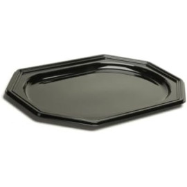 50 Plateaux de Présentation Octogonaux Noir 35 x 24 cm Robustes et Élégants en Plastique PET - D-Work