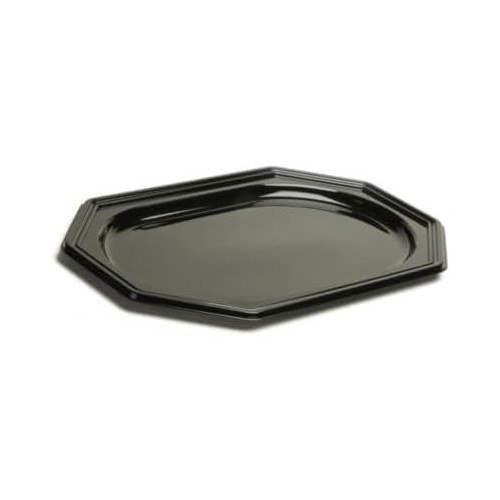 50 Plateaux de Présentation Octogonaux Noir 35 x 24 cm Robustes et Élégants en Plastique PET - D-Work