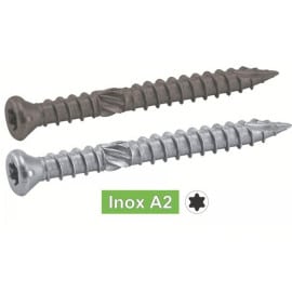 200 Vis terrasse tête fraisée réduite 5x50 mm - Inox A2, six lobes double filet - Résistantes et durables - ACTON