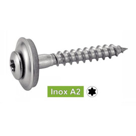 200 Vis à Bois Tête Fraisée Bombée Six Lobes + Rondelle Epdm D. 15 4.5 x 35 mm - Type DIN 7995 - Inox A2 - D-Work