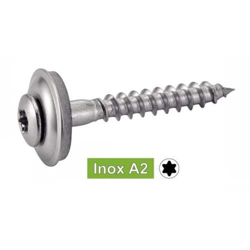 200 Vis à Bois Tête Fraisée Bombée Six Lobes + Rondelle Epdm D. 15 4.5 x 45 mm - Type DIN 7995 - Inox A2 - D-Work