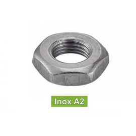 100 Écrous bas hexagonaux M12 pas fin - Inox A2, norme DIN 439 - ACTON