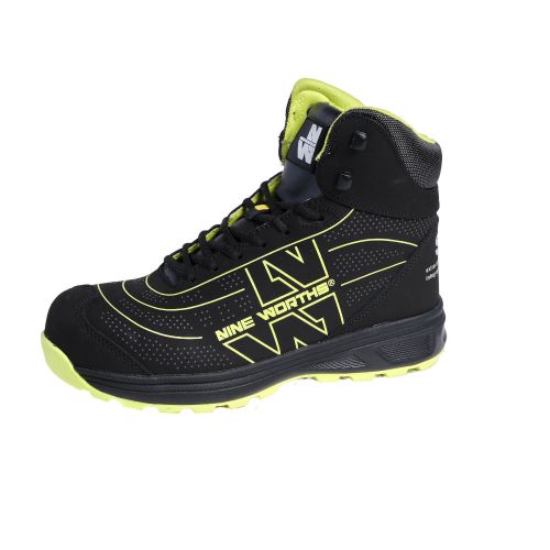 Chaussures de Sécurité Montantes Strike - Taille 44 - Noir/Jaune Fluo - Protection et Confort - NINE WORTHS