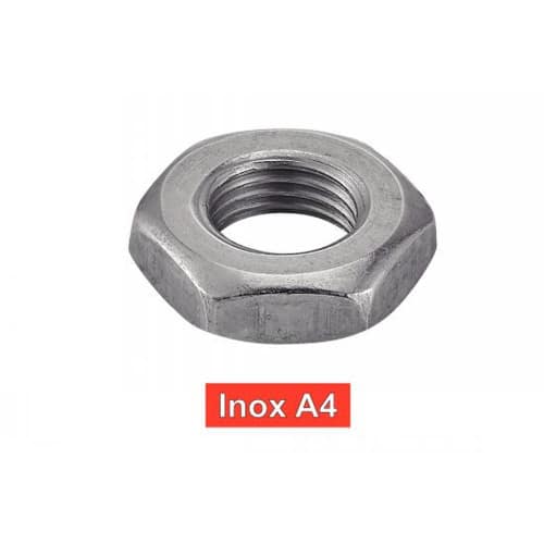 100 Ecrous Bas Hexagonaux Filetage Métrique Pas Fin 1 mm - DIN 439 - Inox A4 - D-Work