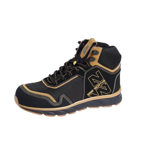 Chaussures de Sécurité Montantes Sanders - Taille 40 - Noir/Camel - Résistant et Confortable - NINE WORTHS