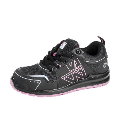 Chaussures de Sécurité Basses Femme Perec - Taille 38 - Noir/Fuchsia - Résistant et Confortable - NINE WORTHS
