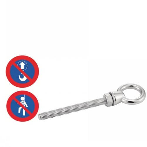 5 Pitons à œil filetés 8x60 mm - Inox A4 avec écrous et rondelles - Résistants et anticorrosion - ACTON