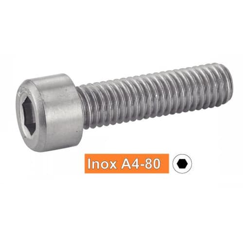 100 Vis à Métaux Tête Cylindrique Six Pans Creux 10 x 30 mm - DIN 912 - Inox A4-80 - D-Work