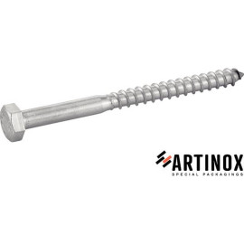 10 Vis à Bois Tête Hexagonale Tirefond 8 x 100 mm - DIN 571 - NFE25-607 - UNI 704 - Inox A2 - D-Work