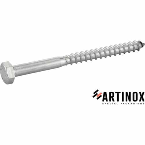 25 Vis à Bois Tête Hexagonale Tirefond 8 x 80 mm - DIN 571 - NFE25-607 - UNI 704 - Inox A2 - D-Work