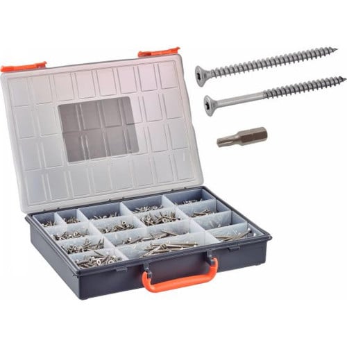 Coffret 1666 Pcs Vis Bois Aggloméré Six Lobes + Embouts - Inox A2 - D-Work