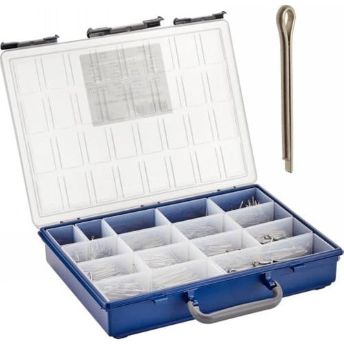 Coffret 1580 Pcs Goupilles Fendues 2 à 5 mm - DIN 94 - ISO 1234 - NFE27-487 - UNI 1336 - Inox A4 - D-Work
