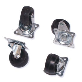 4 roues pivotantes caoutchouc - métal D. 32 mm avec base 35 x 30 mm charge max. 50 kg - 598120 - Beast